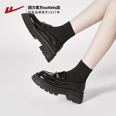 回力小皮鞋女2025春季新款女鞋复古英伦风黑色jk单鞋厚底乐福鞋女图片