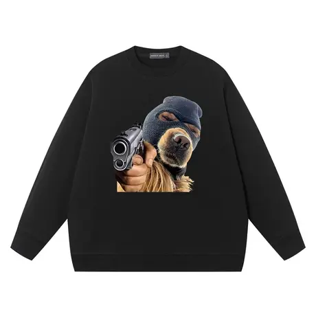 秀洛沙雕恶搞搞笑狗表情包大金毛悍匪圆领纯棉重磅卫衣打底衫衣服商品大图