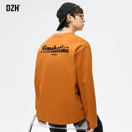 男生纯棉长袖t恤男纯色宽松打底衫男款春季2024新款圆领内搭卫衣商品大图