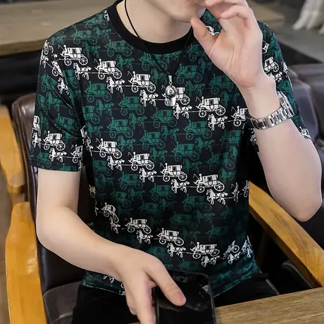 T恤男夏季冰丝薄款透气运动跑步健身速干衣休闲大码短袖上衣男装商品大图