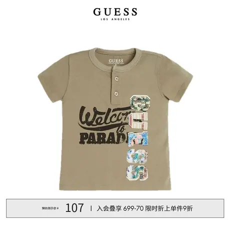 【38上新季】GUESS20款童装男童圆领短袖T恤纯棉印花上衣图片