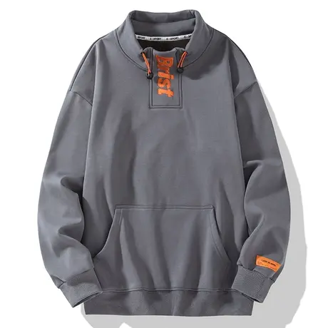 秋装男士2023打底衫加绒加厚保暖卫衣半高领潮流宽松衣服ins外套商品大图