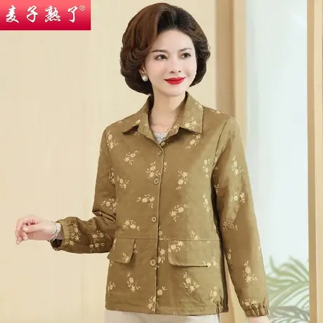 妈妈春秋外套中老年高档碎花夹克女士气质棒球服减龄新款外套商品大图