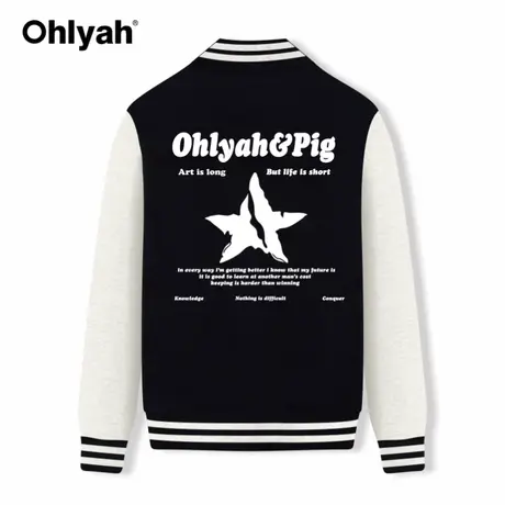 Ohlyah美式复古拼接棒球服外套女秋款2023新款ins潮牌宽松夹克商品大图