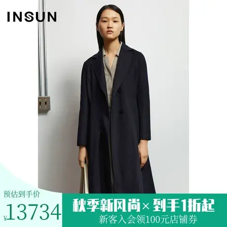 恩裳商场同款春款舒适山羊绒简约高腰线设计A廓形毛呢大衣女商品大图