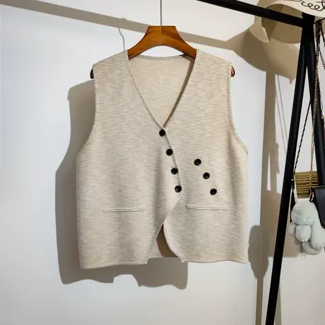 针织马甲开衫女秋冬新款韩版v领叠穿显瘦无袖坎肩毛衣背心外搭潮商品大图