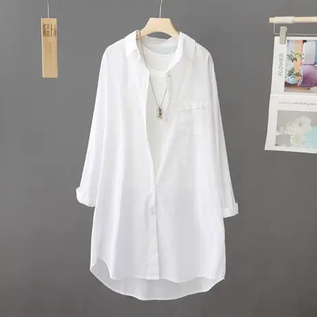 夏季新款中长款防晒衬衫女开衫薄款外套空调衫宽松户外沙滩防晒衣图片