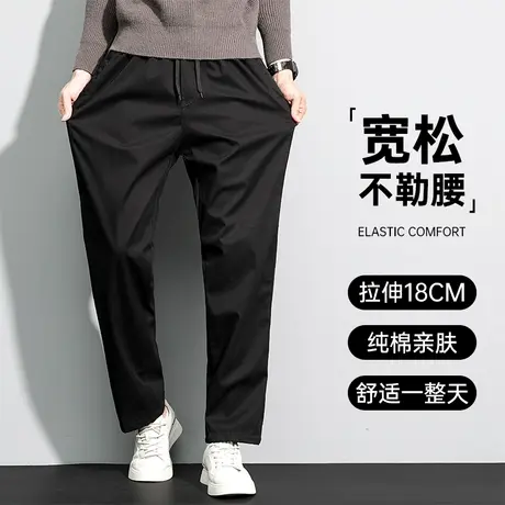 男士休闲裤秋季宽松大码男裤秋款直筒工装裤子男中年爸爸运动长裤商品大图