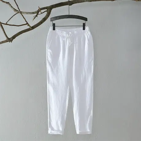 亚麻裤男宽松夏季薄款男士休闲裤棉麻男裤小脚麻裤子百搭九分裤潮商品大图