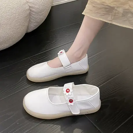 护士鞋女孕妇2023年春季新款百搭网红平底软底一脚蹬豆豆鞋单鞋子商品大图