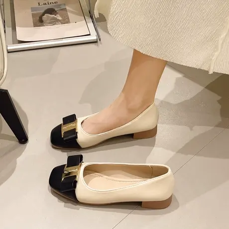 小香风玛丽珍女鞋平底单鞋女款温柔配裙子法式低跟拼色仙女小皮鞋商品大图