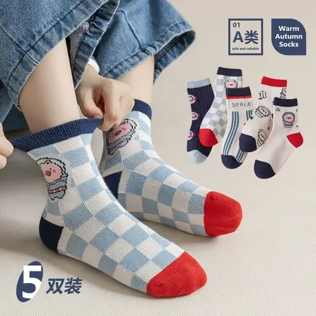 儿童袜子男童中筒袜女童小孩男孩ins潮可爱卡通刺绣2022秋冬新款图片
