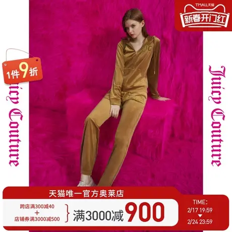 Juicy Couture橘滋秋装2023年新款美拉德贴布绣烫钻丝绒女休闲裤商品大图