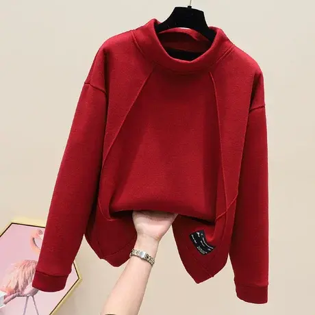 秋冬季新款加绒卫衣外套女韩版宽松百搭时尚潮ins套头绒衫上衣潮商品大图