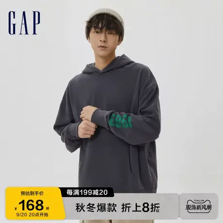 Gap男装秋季款LOGO法式圈织软卫衣505494宽松运动休闲连帽衫上衣商品大图