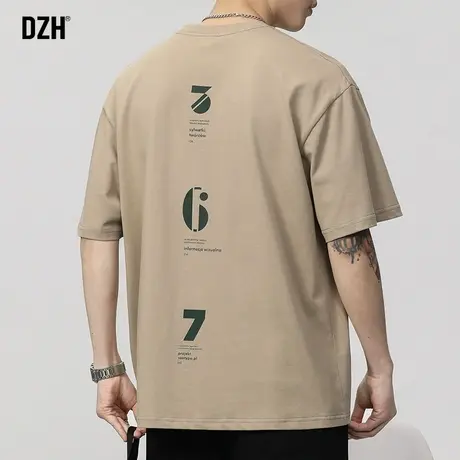 男士美式重磅t恤男全棉夏季潮牌男装2023新款半袖上衣杏色短袖潮商品大图