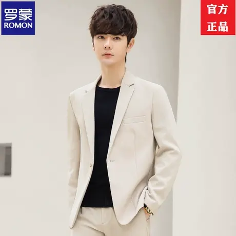 罗蒙小西装男春秋季高级感宽松韩版潮流上衣单件休闲西服套装外套图片