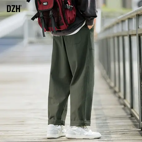 男士军绿色工装裤子男秋款直筒宽松2023年新款vibe伐木裤运动长裤图片
