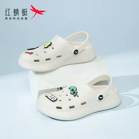 红蜻蜓女洞洞鞋夏季2025新款外穿防滑防臭厚底镂空透气休闲沙滩鞋图片