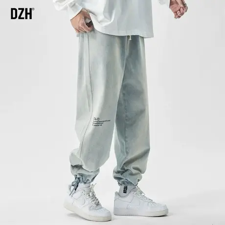 男士水洗浅色牛仔裤男春秋款2023新款爆款束脚裤男款裤子美式高街商品大图