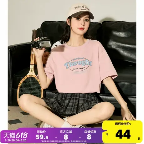 唐狮2025夏季新款女短袖T恤圆领前胸字母图案甜美简约日常百搭G商品大图