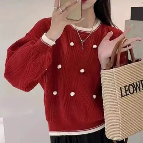 冬季高级感超好看小个子短款毛衣女秋冬2024新款内搭针织打底衫女商品大图