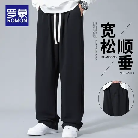 罗蒙卫裤男春秋季2025新款潮牌宽松直筒运动阔腿裤子男士休闲长裤商品大图