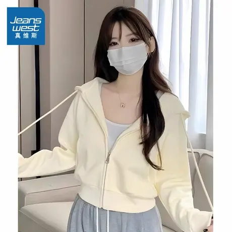 KWV真维斯短款开衫外套女春秋2025新款爆款薄款显瘦小个子短上衣商品大图