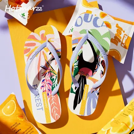 hotmarzz/黑玛人字拖女夏季外穿网红夹板夹脚拖鞋洗澡游泳沙滩鞋商品大图