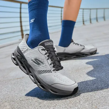 【成毅同款】Skechers斯凯奇气泡鞋闪穿鞋男一脚蹬跑鞋软底网面鞋商品大图