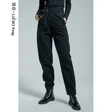 裂帛LIEBOFeng小众设计感chic时髦黑色高街铆钉显瘦百搭牛仔裤女商品大图