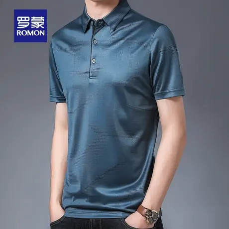【断码清仓】罗蒙中老年商务短袖t恤衫男夏季薄款含桑蚕丝Polo衫图片