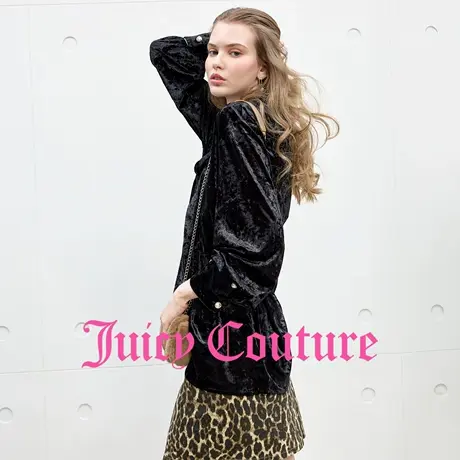 Juicy Couture橘滋衬衫女2025年秋季新款黑色优雅丝绒系带上衣商品大图