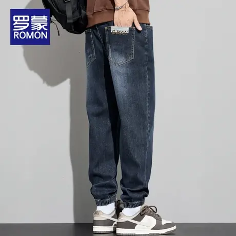 罗蒙美式高街牛仔裤男2025春秋季新款束脚宽松时尚百搭哈伦裤男士商品大图
