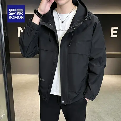 【可拆卸连帽】罗蒙男士冲锋夹克衣服2025秋季新款时尚百搭外套男商品大图