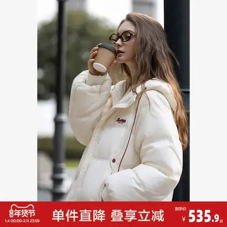 唐狮2026秋冬季女连帽长款羽绒服加厚保暖棕咖羽绒外套超好看时尚图片