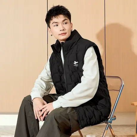 唐狮秋冬新款男羽绒背心男宽松立领拉链短款加厚马甲显瘦潮流TD图片