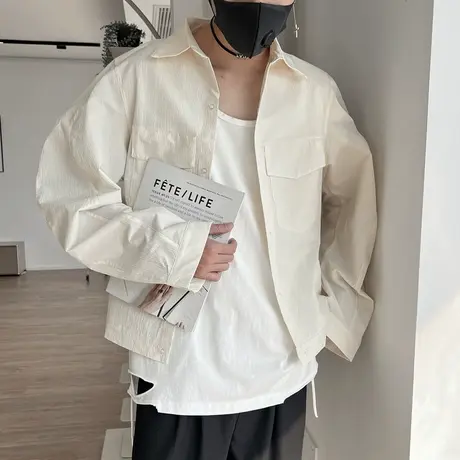 春秋季高级感ins百搭工装夹克潮牌韩版小众简约个性短款衬衫外套图片