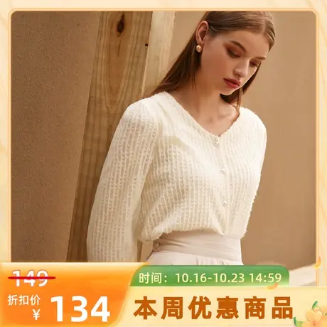 桔熊秋冬季法式浪漫蕾丝衫V领衬衫拼接网纱长袖上衣女大码AB19058商品大图