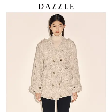 DAZZLE地素 奥莱春季坑条显瘦弹力高领打底针织衫女图片