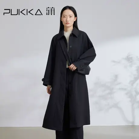 蒲PUKKA 双层条纹加厚棉衣2023年秋冬新款A型长款极简风棉衣图片