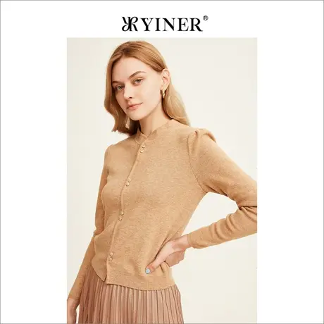 【摩登中式】YINER音儿女装2022冬新款长袖毛衣针织开衫图片