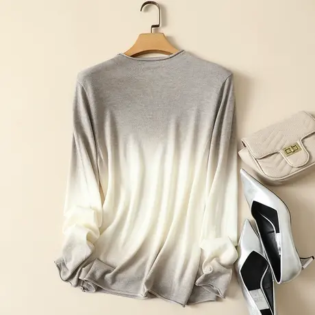 清仓！半高领毛衣宽松套头打底衫女秋季新款内搭洋气扎染针织衫女商品大图