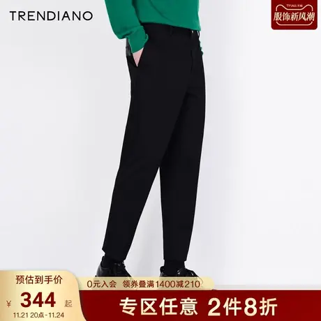 TRENDIANO潮牌新款秋冬男装时尚简约百搭立体压胶直筒休闲裤商品大图