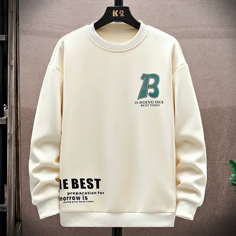 男卫衣春秋款潮牌圆领秋装上衣套头打底衫宽松休闲青少年长袖T恤商品大图