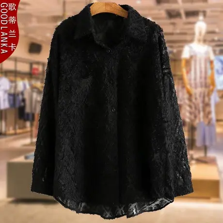 中年胖妈妈春装衬衫洋气减龄加肥加大码女装中长款植绒衬衣200斤商品大图