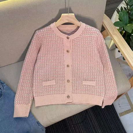 小香风开衫毛衣外套女秋冬2023新款宽松洋气加厚针织衫上衣女外穿图片