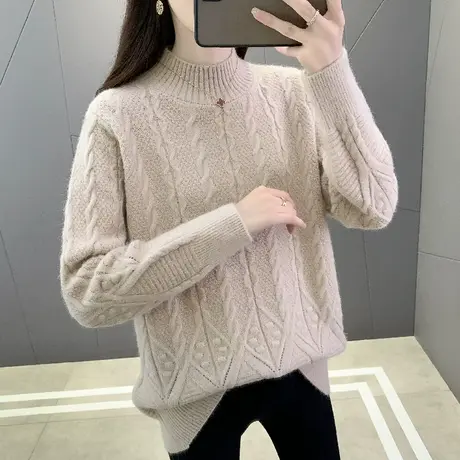 秋冬高领慵懒麻花毛衣女2023新款爆款洋气针织上衣女冬内搭打底衫商品大图