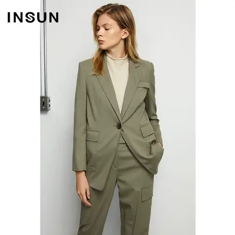INSUN恩裳冬季羊毛H型职场西服外套商品大图