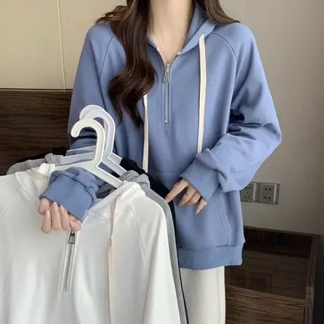 ins超火卫衣女春秋薄款韩版潮学生宽松百搭初秋上衣潮牌带帽外套商品大图